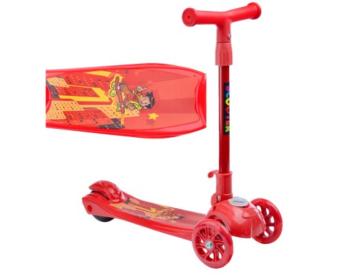 Самокат 3-х кол., красный, светящиеся колёса, PVC, ABEC 7, в коробке
