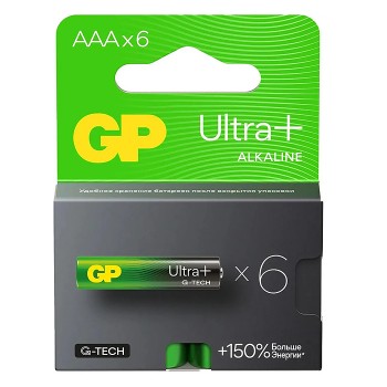 Батарейки алкалиновые GP Ultra Plus GP24AUPA21-2CRB6 G-TECH LR03 BL6