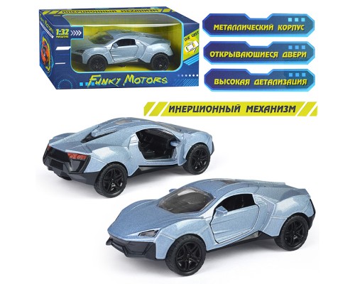 Серебристая инерционная машинка die-cast, 1:32, открывающиеся двери