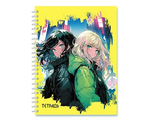 Тетрадь 96л. "Аниме. Девочки" на гребне обл. спл. УФ лак.