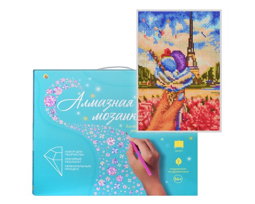 Алмазная мозаика 22х32 "Французский десерт" c подр., с полн. заполн. 30цв. (блест.)