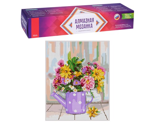 Алмазная мозаика 40*50 см (полное заполнение) "Цветы в лейке"