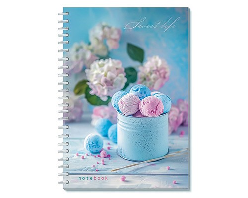 Записная книжка на гребне А5, 7БЦ, 60л."Сладкое настроение"