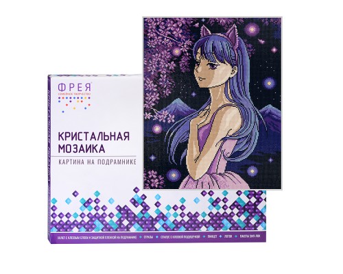 Кристальная (алмазная) мозаика на подрамнике "Ночная сакура" 40х50