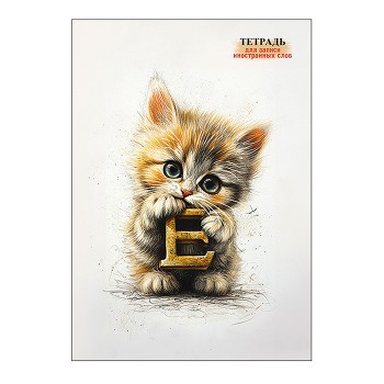 Тетрадь для записи иностр. слов А5, 48л. "Котенок с буквой"