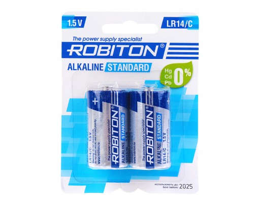 Батарейки алкалиновые ROBITON STANDARD LR14 BL2, в блист. 2 шт