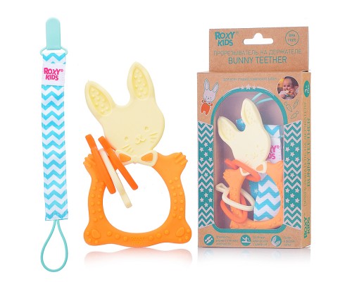 Универсальный прорезыватель BUNNY с держателем, Цвет горчичный.