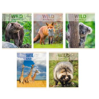 Тетрадь 96л. А5, клетка "Wild animals" скрепка
