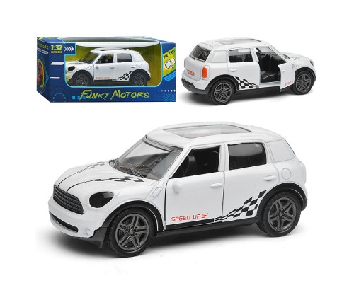 Белая инерционная машинка Хэтчбэк die-cast,1:32, открывающиеся двери