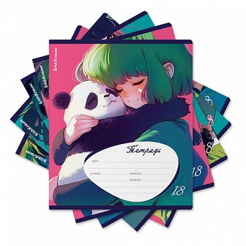 Тетрадь 18л. клетка "Panda Hugs"