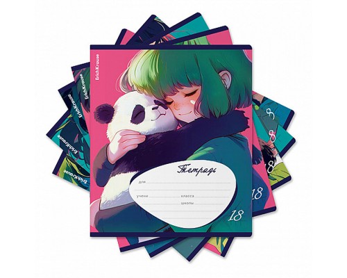 Тетрадь 18л. клетка "Panda Hugs"