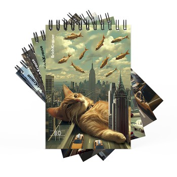 Блокнот 80л. "Вig City Cats" клетка, на спирали, А6