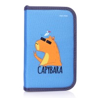 Пенал 1-секц, больш., печать на ткани "Капибара с птицей" 190х115см.