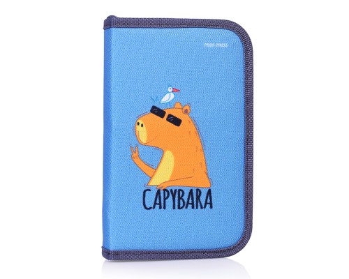 Пенал 1-секц, больш., печать на ткани "Капибара с птицей" 190х115см.