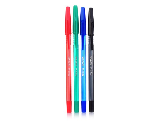 Набор ручек шариковых Stylus, 4 цв., пулевидный пиш.узел 0.7мм, корпус пластиковый полупрозрачный цветной, сменный стержень 140 мм, ПВХ-упаковка с европодвесом