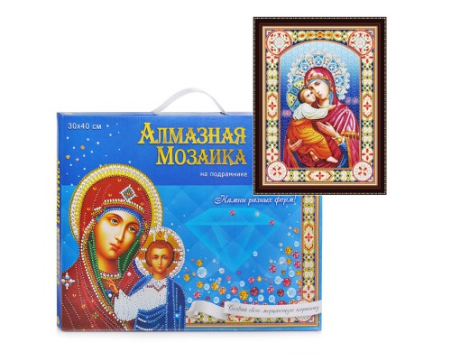 Алмазная мозаика 30х40 "Икона №20" с подрамником, c частичным заполн. (блест)
