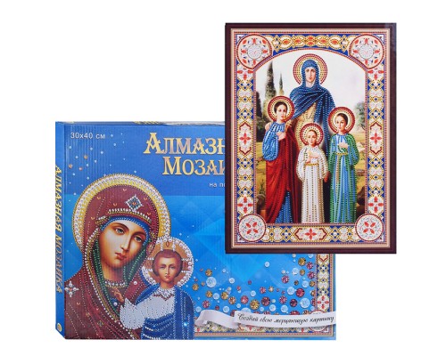 Алмазная мозаика 30х40 "Вера, Надежда, Любовь и мать их София" с подр.c част.зап. (блест)