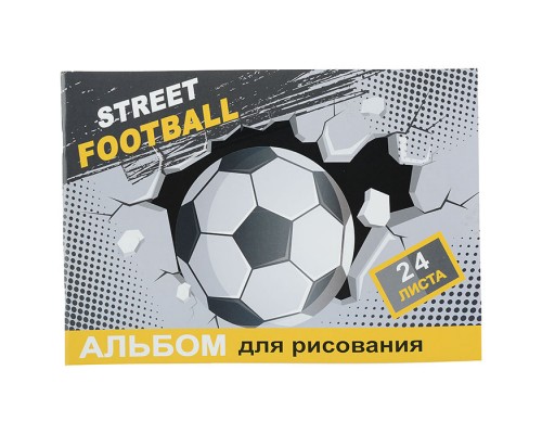 Альбом для рисования 24л. "Футбол" на скрепке, обложка меловаванная