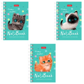 Записная книжка 40л А7ф "Кошарики" клетка, на гребне