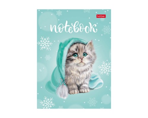 Записная книжка 64л А6ф клетка/линия "Милый котик" тв. переплет мат. ламин.