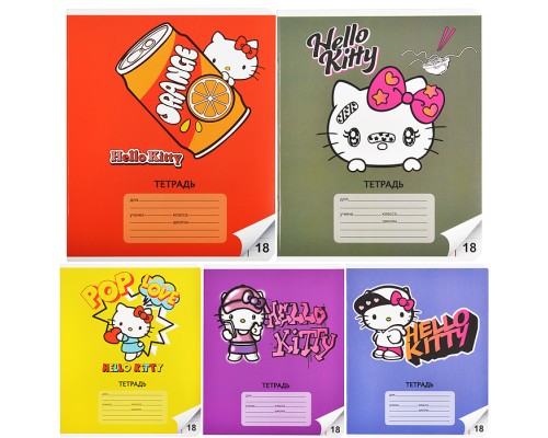 Тетрадь 18 л., линейка "Hello Kitty" А5, на скрепке