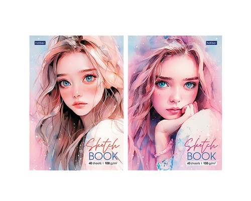 Блокнот SketchBook 40л А5ф "Нежность" без линовки 100г/кв.м отрывная склейка.