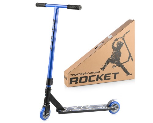Самокат трюковый ROCKET,колеса PU/пластик 100 мм,ABEC 7, синий