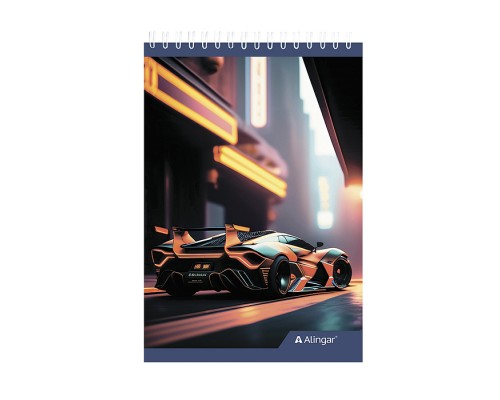 Блокнот А7, гребень, мелованный картон, ассорти, 60 л., клетка, "Sport car"