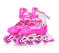 Ролики детские (размер S) розовые, в сумке