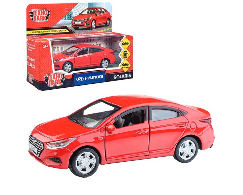 Машина металл Hyundai solaris, 12см, (откр.двери, красный) инерц., в коробке