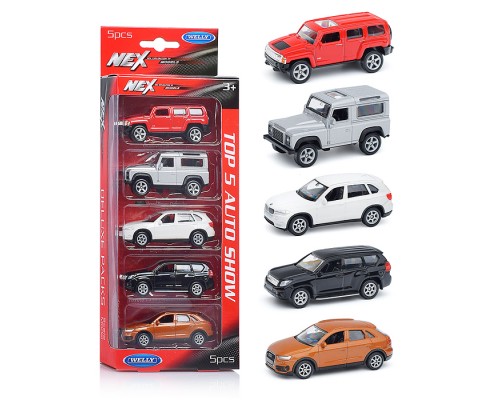 Набор 1:60, Hummer H3, LR Defender, BMW X5, Toyota LC Prado, Audi Q3, 5 шт.