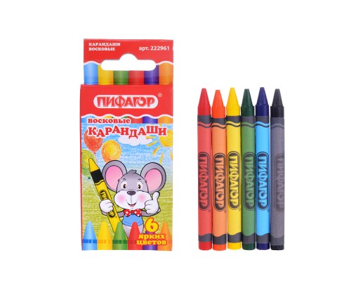 Карандаши восковые 6 цв.