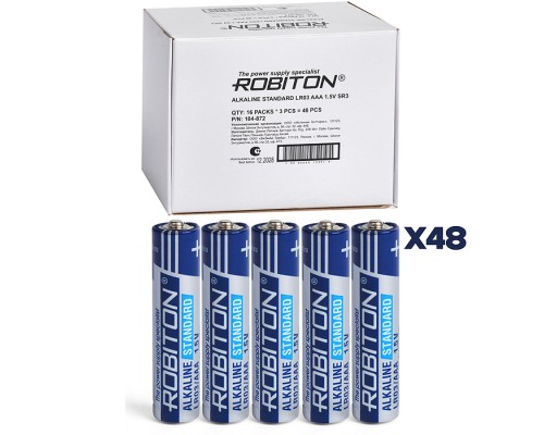 Батарейки алкалиновые ROBITON STANDARD LR03 SR3 (48шт.)