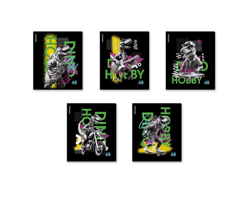 Тетрадь 48 л. клетка "Dino Hobby" выборочный УФ-лак_MIX-PACK