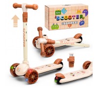 Самокат 3-х кол., PU, цвет коричневый