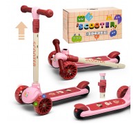 Самокат 3-х кол., PU, цвет розовый