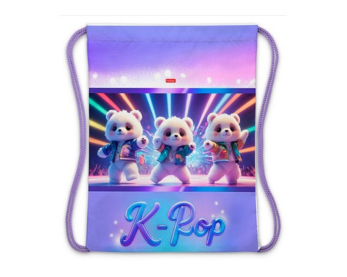Мешок для сменной обуви 33х42см., 1 отделение "K-pop мишки"