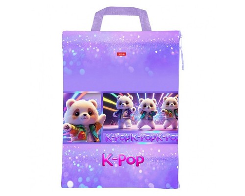 Сумка - папка с ручкой, А4ф, 257х344мм., для тетрадей "K-pop мишки"