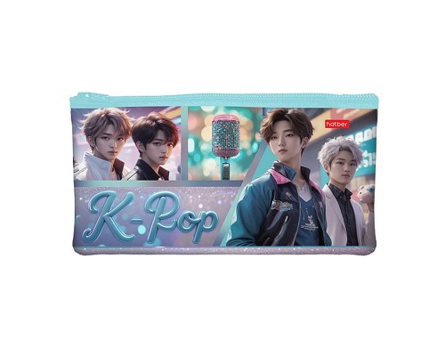 Пенал 205х110мм., на молнии мягкий "K-pop music"