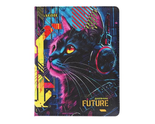 Дневник 1-11 кл. "Label. Cyber Cat" универсальный блок, 48 листов, белая бумага 80 г/м²,
