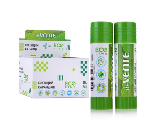 Клеящий карандаш "Eco-line" 15 г (быстросохнущий) в картонном дисплее с пластиковым поддоном