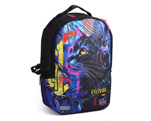Рюкзак "Label. Cyber Cat" подростковый 39x30x17 см (19 л) вес 750 г, эргономичная вентилируемая спинка