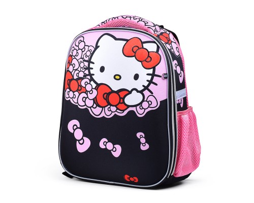 Рюкзак каркасный, Hello Kitty формованный из полимеров, материал: нейлон, полиэстер, полноцветная печат, 2 отделения на молнии, 2 бегунка на каждой молнии, 1 вместительный боковой карман, светоотражатели , жесткая эргономичная спинка;  широкие, регулируем