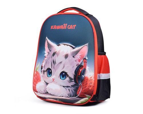 Рюкзак "Optima. Kawaii Cat" школьный жесткий 37x28x18 см (17 л) вес 700 г, 1 отделение