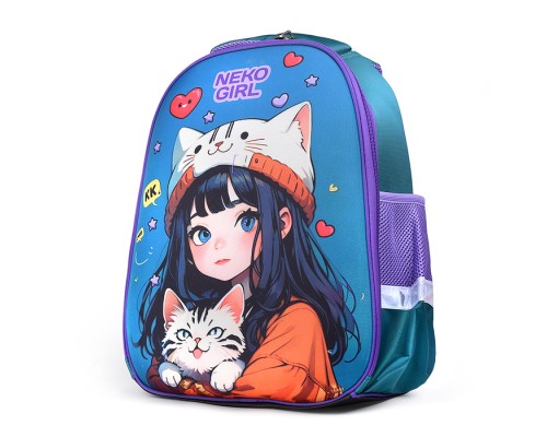 Рюкзак "Optima. NekoGirl" школьный жесткий 37x28x18 см (17 л) вес 700 г, 1 отделение