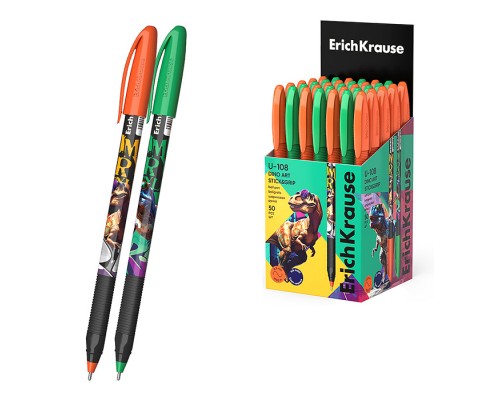 Ручка шариковая U-109 Stick&Grip Dino Art 1.0, Ultra Glide Technology, цвет чернил синий