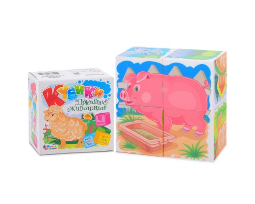 Кубики, Домашние животные (4шт)