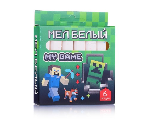 Мел белый My Game, 6 шт в картонной упаковке с европодвесом