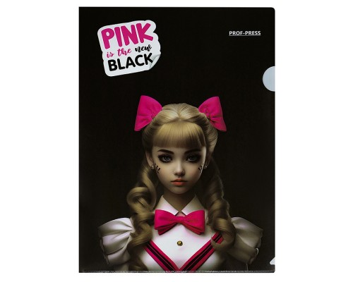 Папка-уголок, А4, 180мкм, "PINK&BLACK"