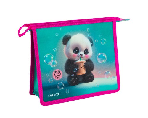 Папка для тетрадей "Yummy Panda" A5 (243x200x80 мм) с текстильным расширением 80 мм, на молнии